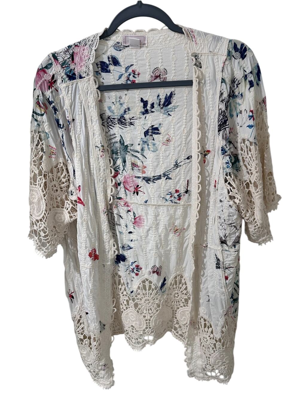 Kamana Women's Butterfly Floral Lace Print Kimono Coverup Cottagecore Fairy, OS